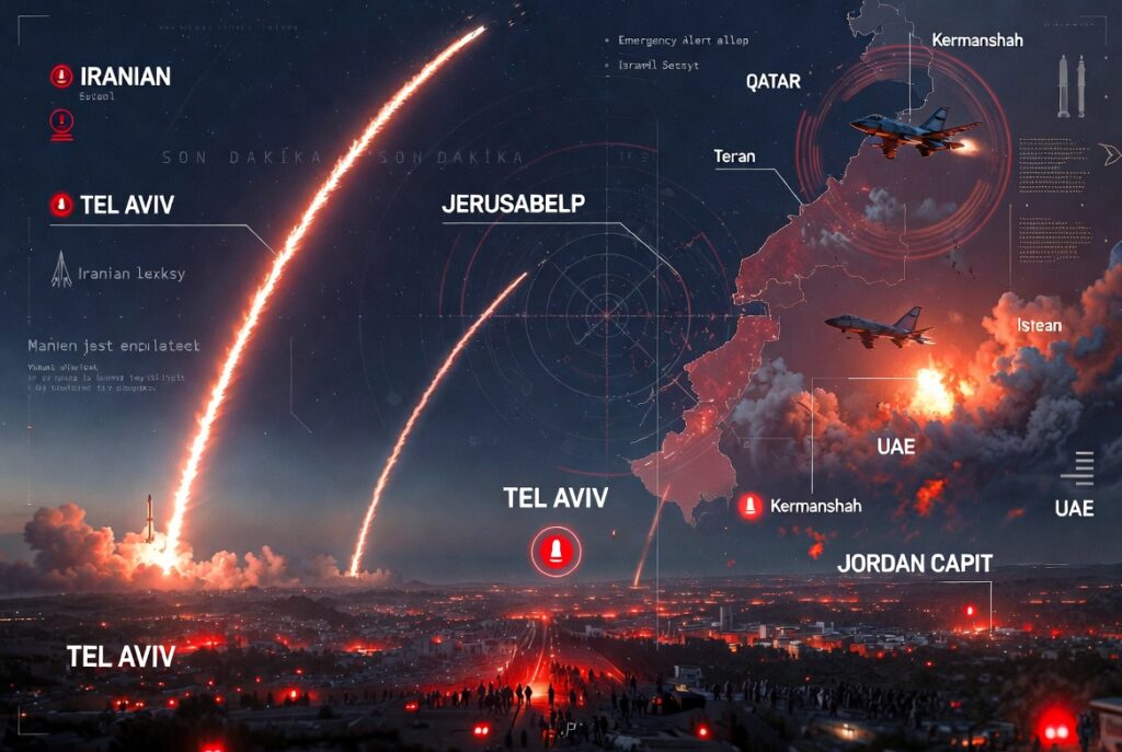 İran Yeni Saldırı Dalgası Başlattı Füzeler Tel Aviv'e Yöneldi